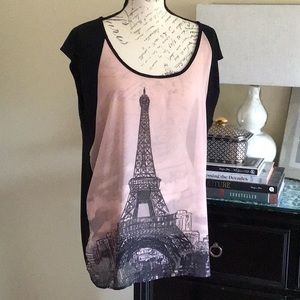 Forever 21 Plus Eiffel Tower Sheer Front Blouse